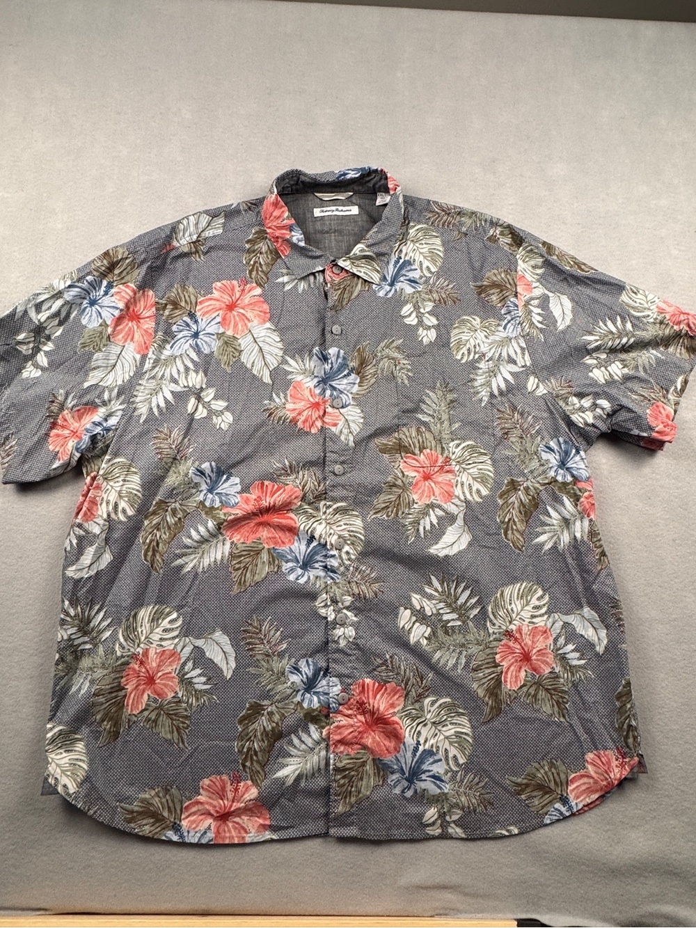Tommy Bahama Button Shirt XXL Bora Bora Floral Tropical Palm Leaf Short Sleeve